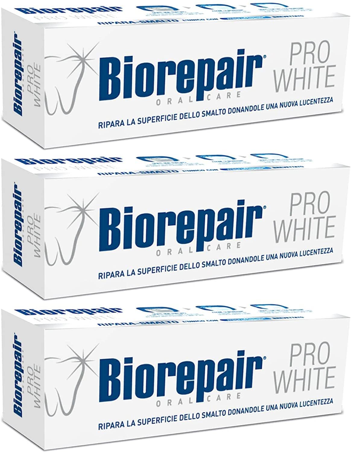 Biorepair: Pasta sbiancante "Pro White" con microriparazione – 2,5 Fluid Ounce (75 ml) Tubes (Confezione da 3) [Italian Import ]