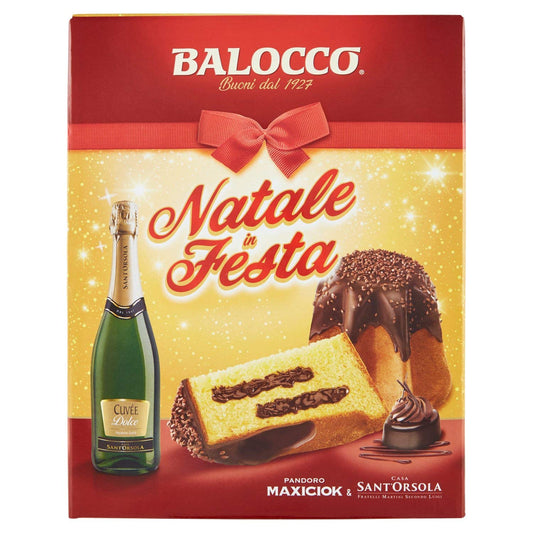 Balocco Natale in Festa Pandoro Maxiciok e Casa Sant'Orsola Vino Spumante Dolce, 750ml