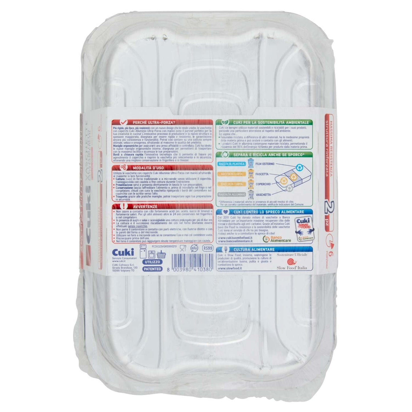 Cuki Supporto in alluminio con coperchio Rs99, 6 porzioni, 2 pezzi