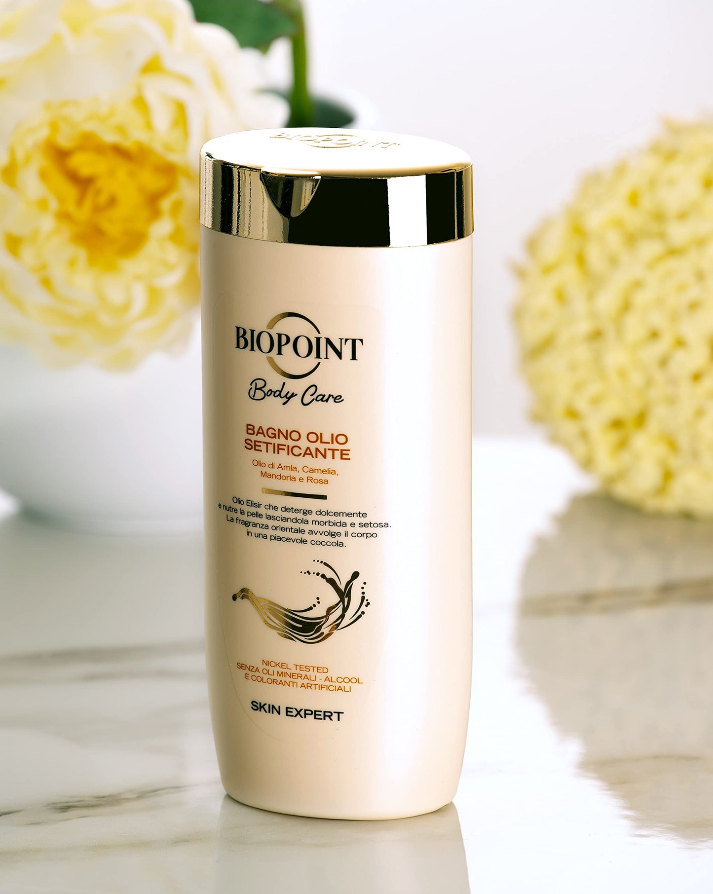 Biopoint - Bagno Olio Setificante, Detergente Doccia Delicato ad Azione Nutriente, Texture Mielosa e Fragranza Orientale, Dona una Pelle Morbida, Elastica e Idratata, 400 ml