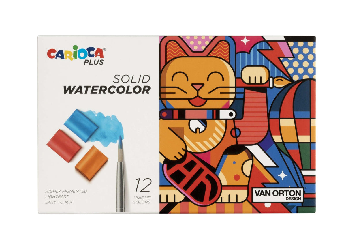 CARIOCA Plus I Solid Watercolor I Acquerelli solidi a grana fine e ad alta coprenza I Astuccio da 12 acquerelli