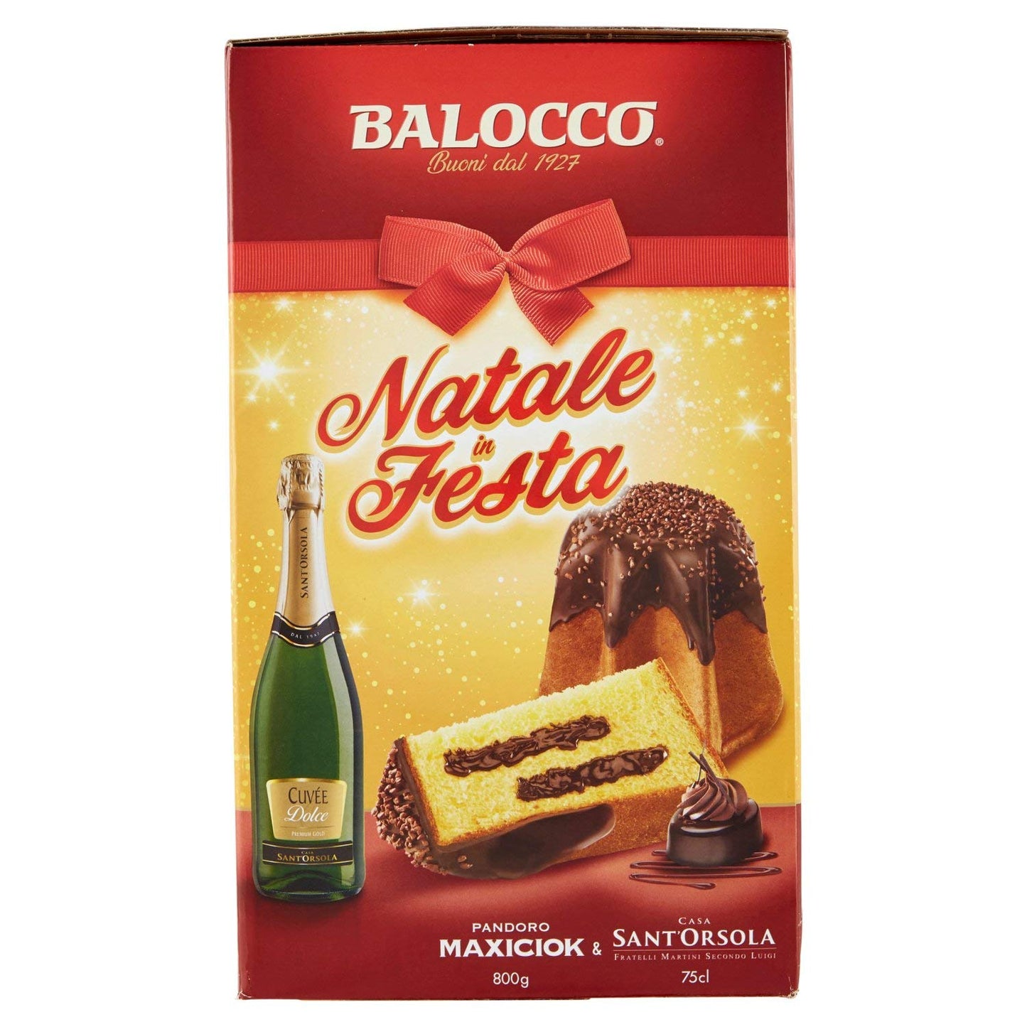 Balocco Natale in Festa Pandoro Maxiciok e Casa Sant'Orsola Vino Spumante Dolce, 750ml