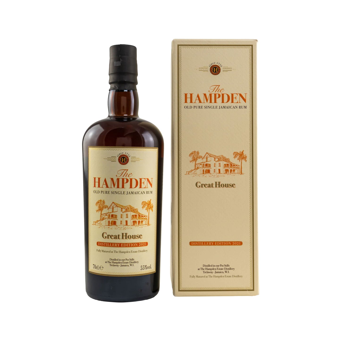 Hampden Estate Great House Single Jamaican Rum Distillery Edition 2021 55% Volume, 0.7L, in Pacco Regalo