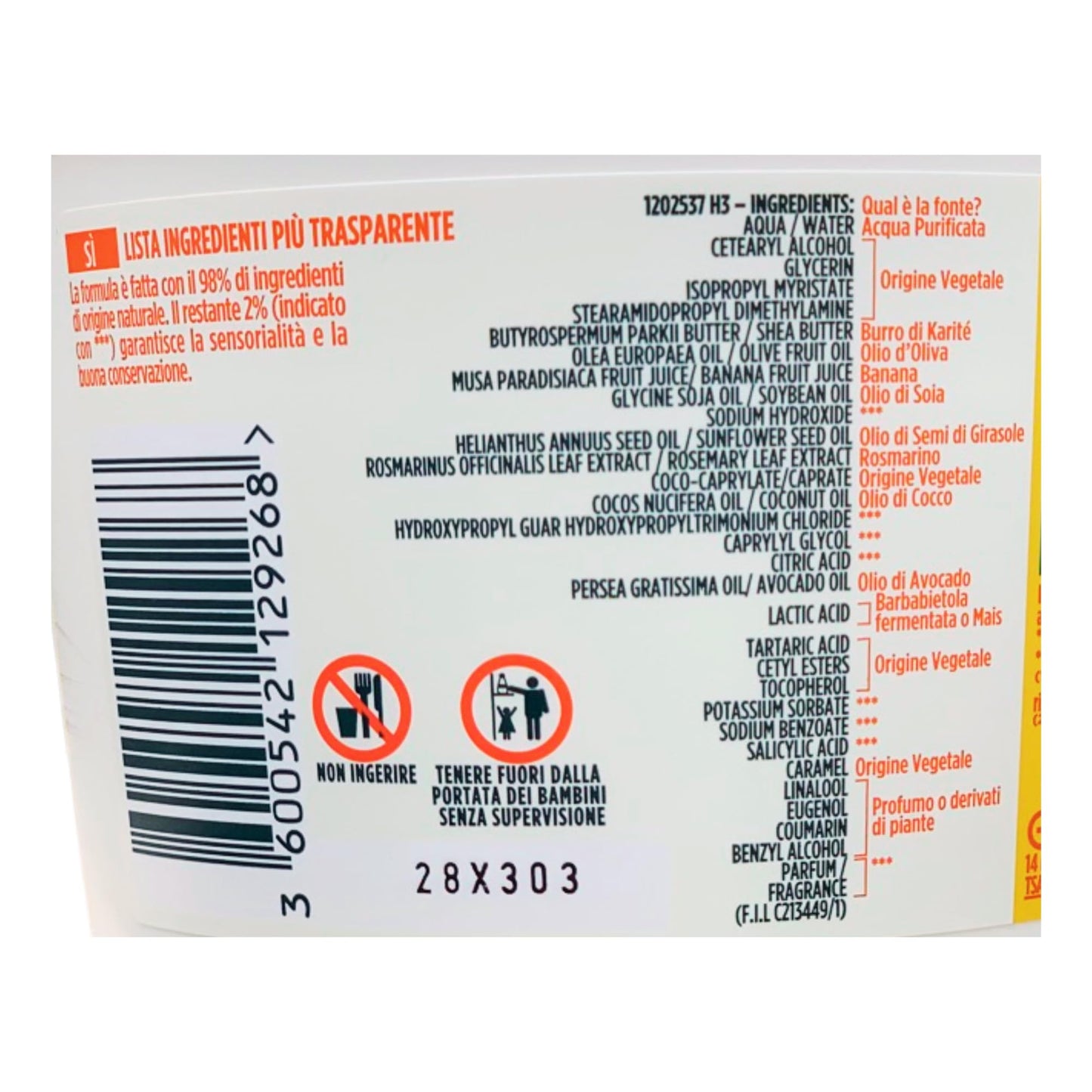 3x Maschera HAIR FOOD BANANA Nutriente, Per Capelli Secchi. La formula è fatta con il 98% di ingredienti di origine naturale. Triplo Uso: Balsamo, Maschera e Trattamento Senza Risciacquo 390ml