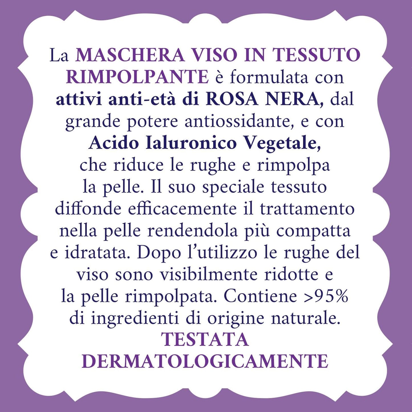 Acqua Alle Rose, Maschera Viso in Tessuto Rimpolpante con Attivi Antietà di Rosa Nera e Acido Ialuronico Vegetale, Azione Antirughe Intensiva, Riduce le Rughe e Rimpolpa la Pelle Matura, Monouso 1 pz