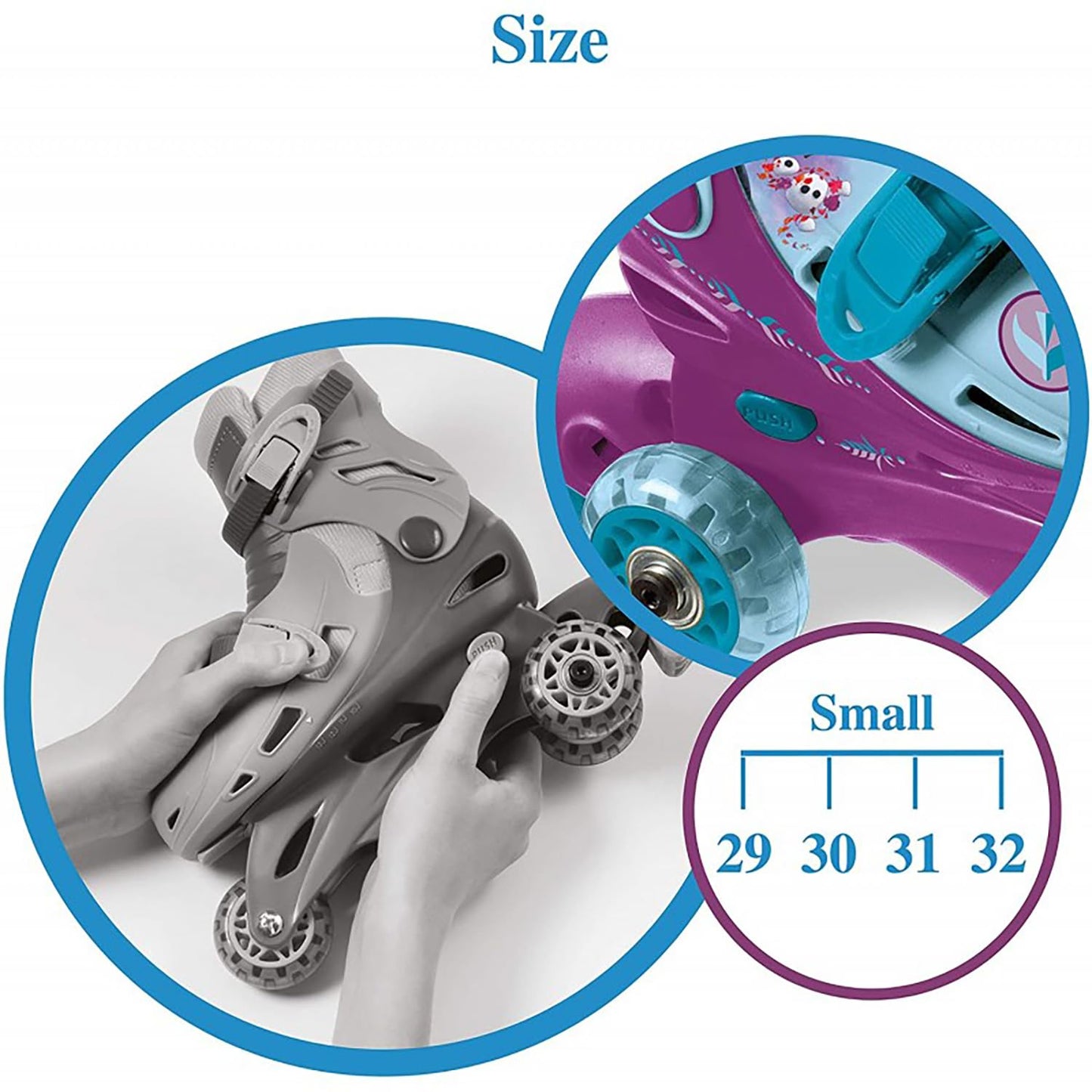 Mondo- 3 in Line Skate Frozen Disney Toys II Skates-Pattini Doppia Funzione Regolabili-Ruote PVC-Roller Bambina-Size S/Mis. 29/32-28299, Multicolore, S, 18278