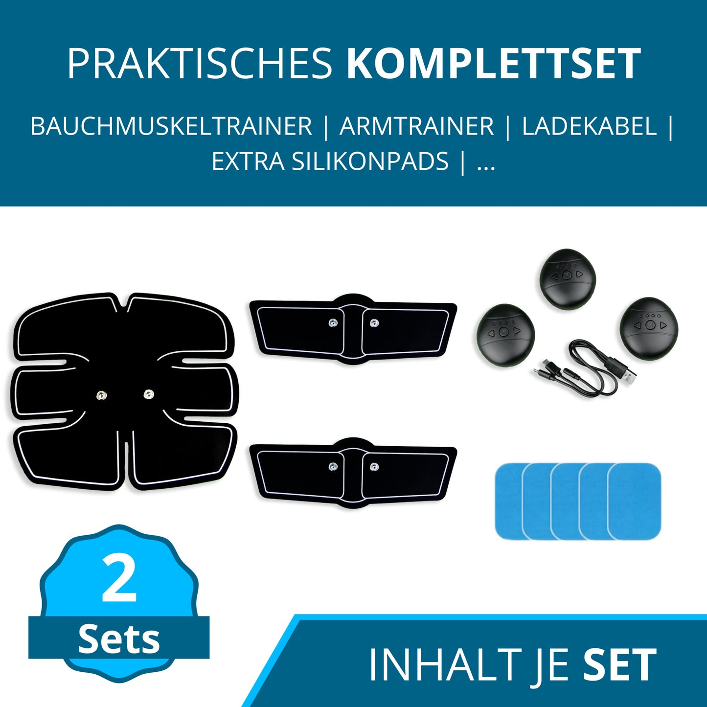 CMS-Braun GmbH, 2 X Smart Fitness Mobile Gym | Stimolatore muscolare EMS | Attrezzo per addominali per la casa | allenamento a casa senza sforzo | Sani muscoli e riduzione del grasso