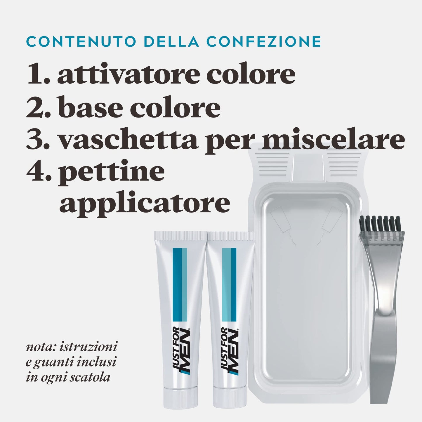 Just For Men Barba & Baffi, Tinta Per Barba Uomo, Tintura Senza Ammoniaca, Elimina I Peli Grigi, Con Pettine Applicatore, Colore Nero, M55