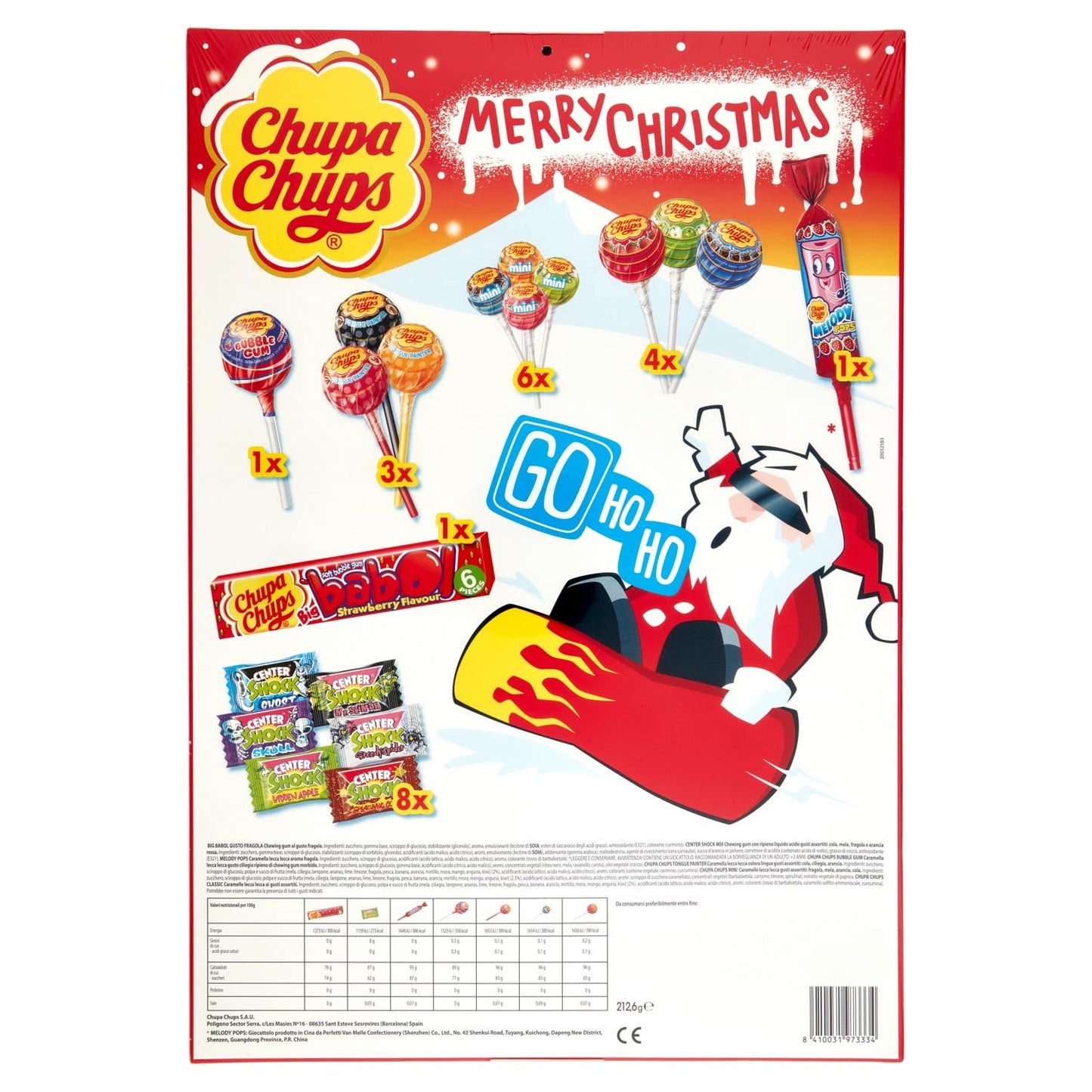 Chupa Chups Calendario dell'Avvento, Calendario Avvento con Lollipop e Gomme da Masticare, Gusti Assortiti, Ottimo Come Idea Regalo per Natale per Bambini, 24 Sorpresine