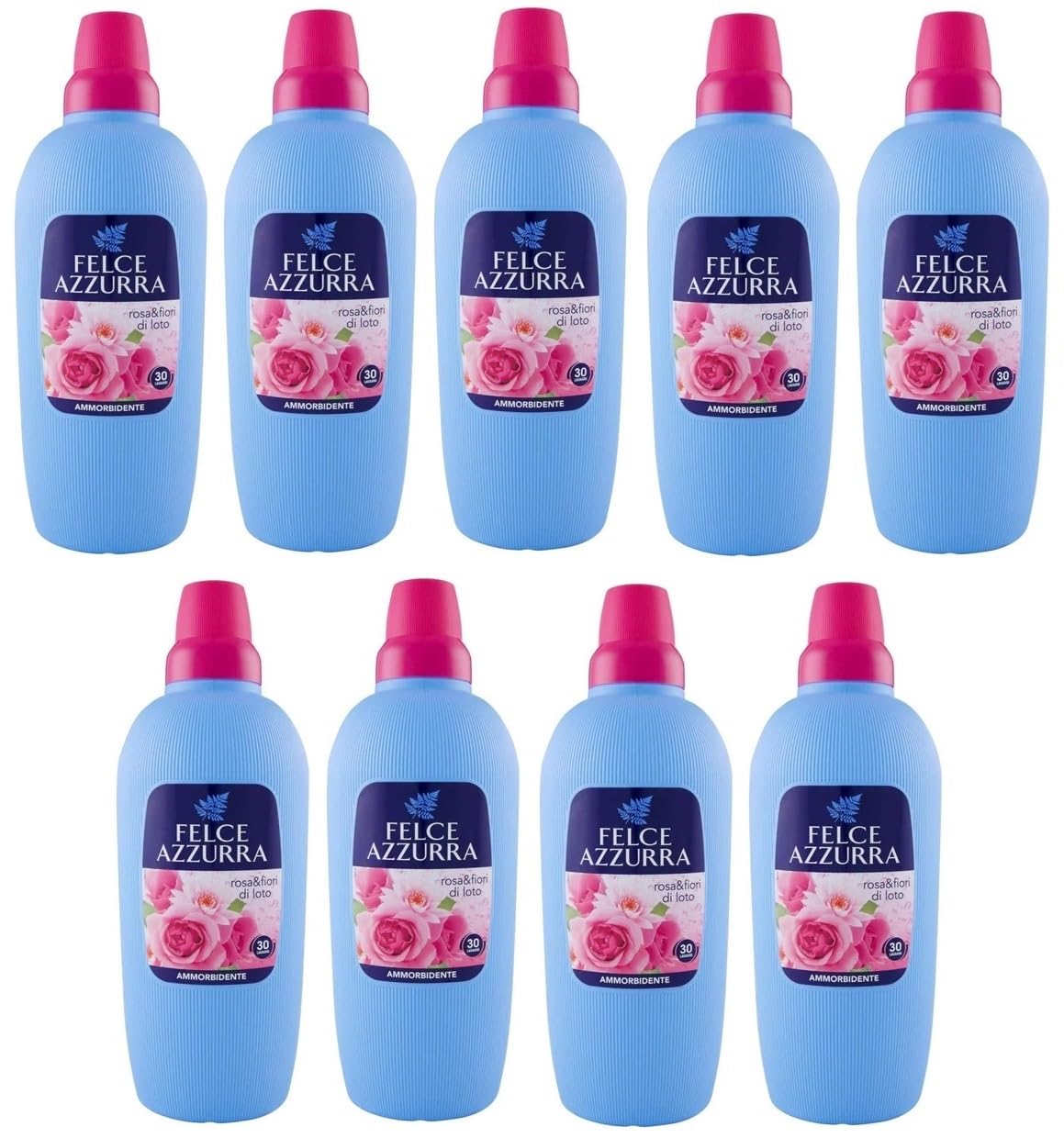 9x Felce Azzurra - Ammorbidente Rosa & Fiori Di Loto, Profumo Inconfondibile, Capi Morbidi - 30 Lavaggi - 2Lt