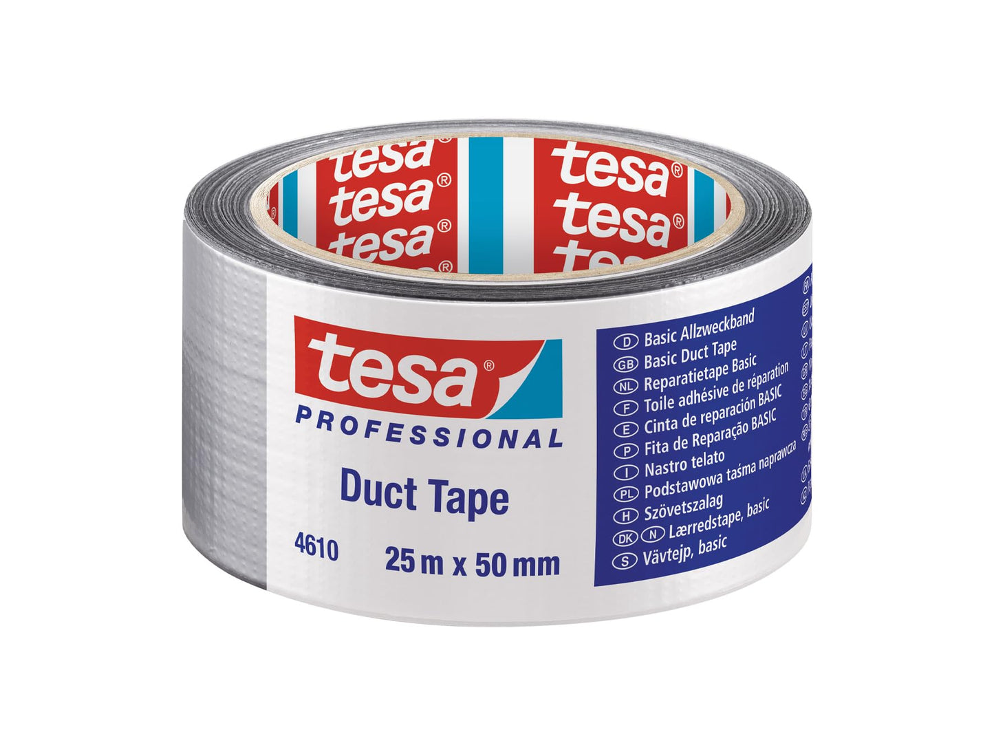 Tesa - Nastro adesivo Basic 4610, 25 m x 50 mm, colore: argento