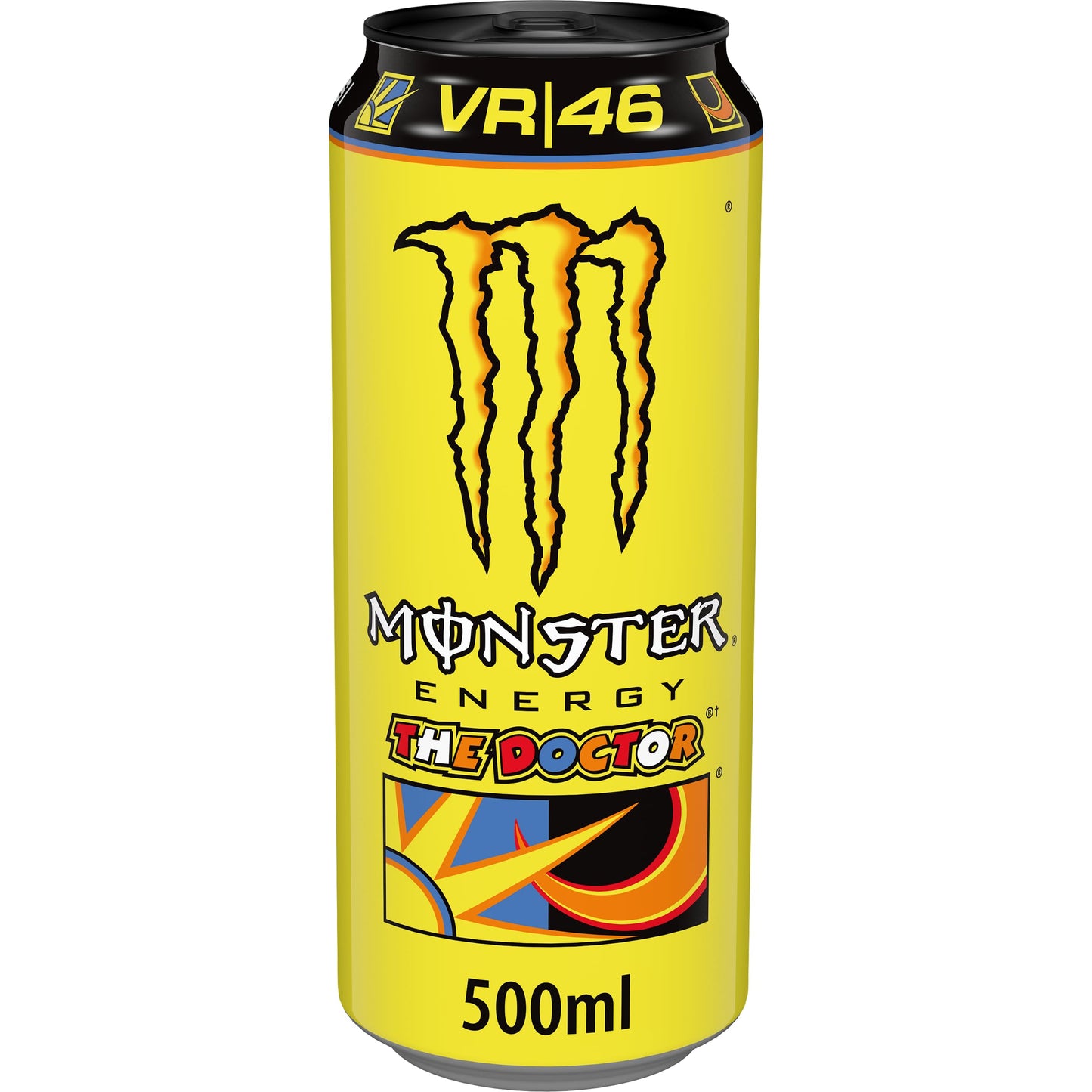 Monster Energy The Doctor – 12 Lattina da 500 ml, Energy Drink in Collaborazione con Valentino Rossi, Bevanda Energetica al Gusto Leggero e Rinfrescante di Agrumi