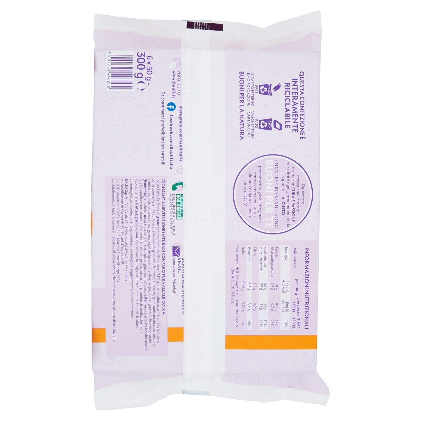 Bauli - Croissant Albicocca - 6 Pezzi - 300 gr