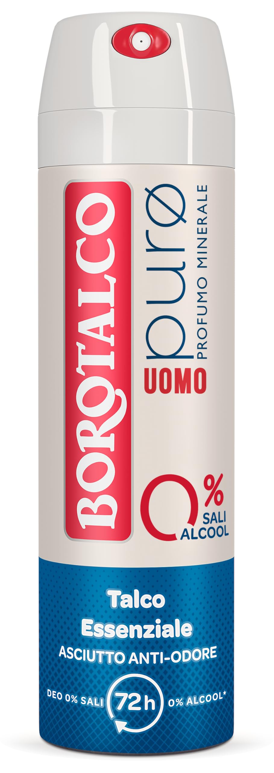 Borotalco, Deodorante Spray Puro Uomo, Profumo Minerale con Talco Essenziale, Formula Senza Alcool e Sali di Alluminio, Asciutto Anti-Odori, 72h di Efficacia - 1 Flacone da 150 ml