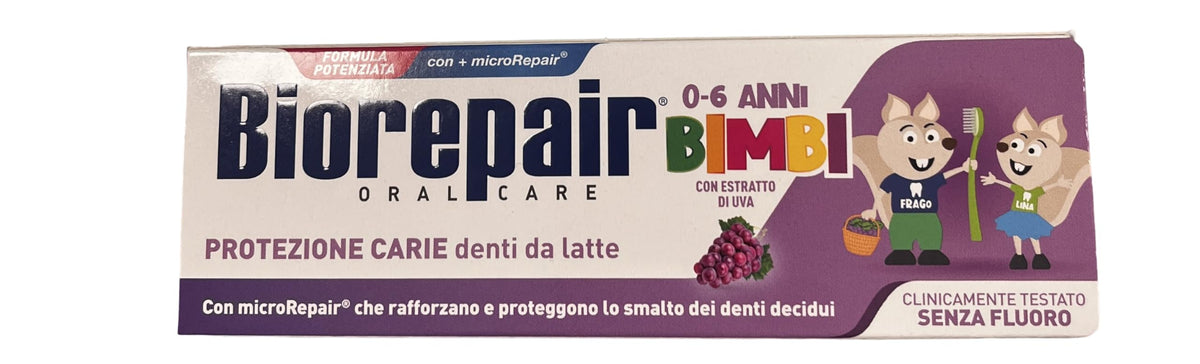 Biorepair Kids 0-6 Oral Care Toothpaste Grape 1,7 fl.oz 50 ml, confezione da 3