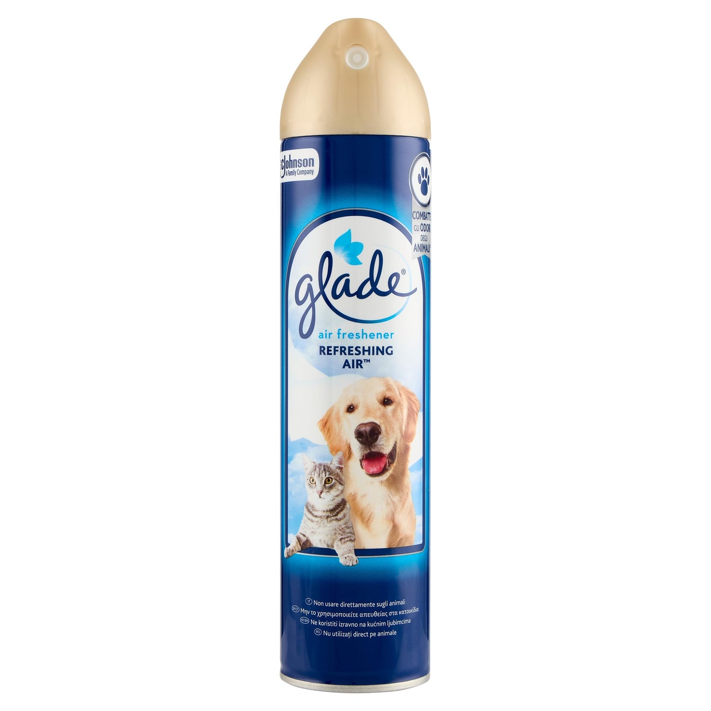 Glade Deodorante per Ambienti Spray, Fragranza Refreshing Air™, Elimina gli odori degli animali domestici, 1 Spray da 300ml