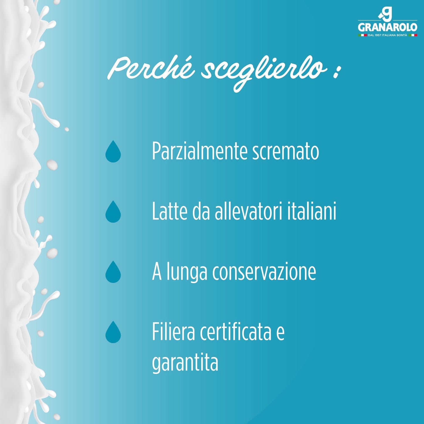 Granarolo, Latte Parzialmente Scremato da 1 Litro, 6 Confezioni di Latte 100% Italiano, UHT a Lunga Conservazione