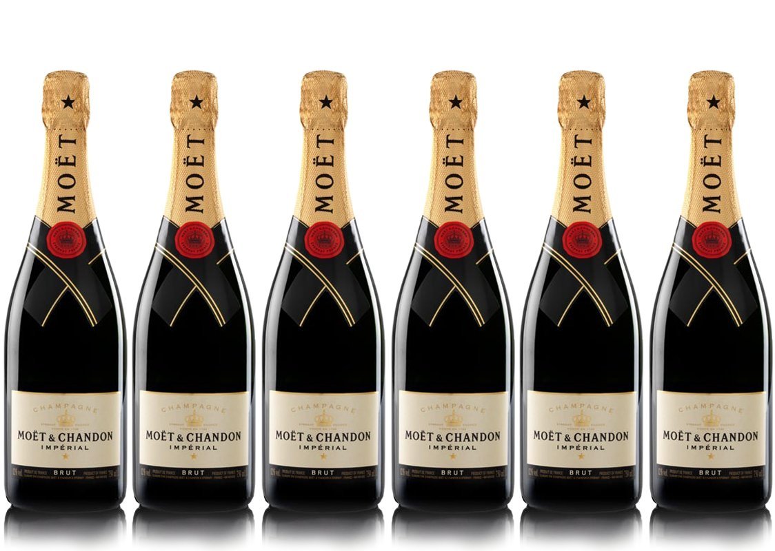 VINADDICT Set di 6 Champagne Moët & Chandon Brut Moët Imperial, 750 millilitri