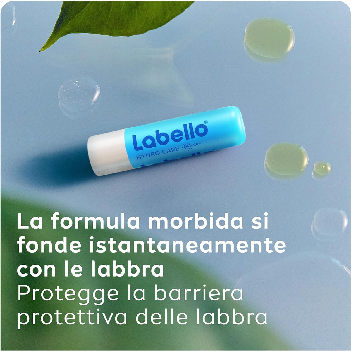 Labello Hydro Care SPF15 4.8 g, Burrocacao labbra idratante, Balsamo labbra con aloe vera, burro di karité e oli naturali nutrienti, Burrocacao protezione solare SPF15