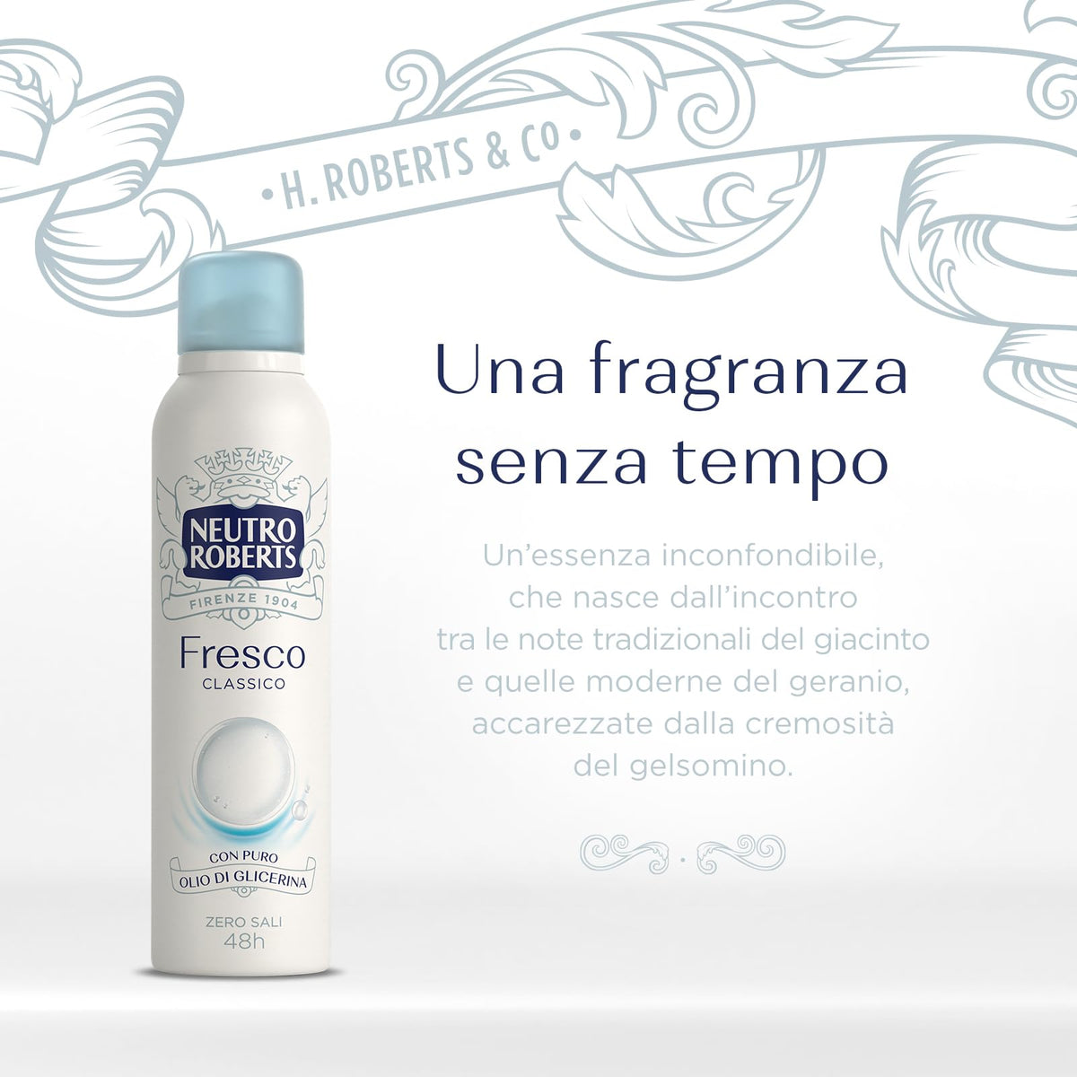 Neutro Roberts, Deodorante Spray Fresco Classico, Zero Sali di Alluminio, Zero Macchie, con Puro Olio di Glicerina, Deodorante Uomo e Donna, Dermatologicamente Testato, 48h - 4 Pezzi da 150 ml