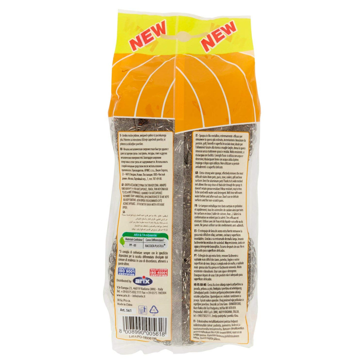 Arix Spugna Acciaio Zincata - 2 Pezzi