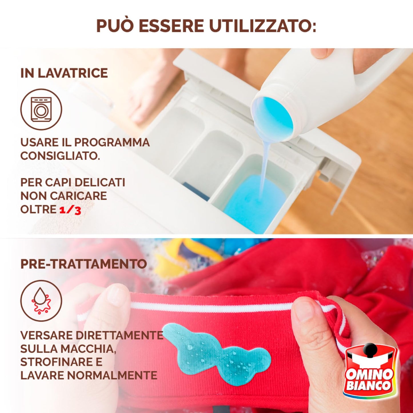 Omino Bianco Detersivo Liquido Concentrato Marsiglia per Lavatrice 50 Lavaggi Formula Bio con Perle di Profumo 72h per Tessuti Delicati e Colorati Efficace a Basse Temperature - 2 Flaconi da 2L