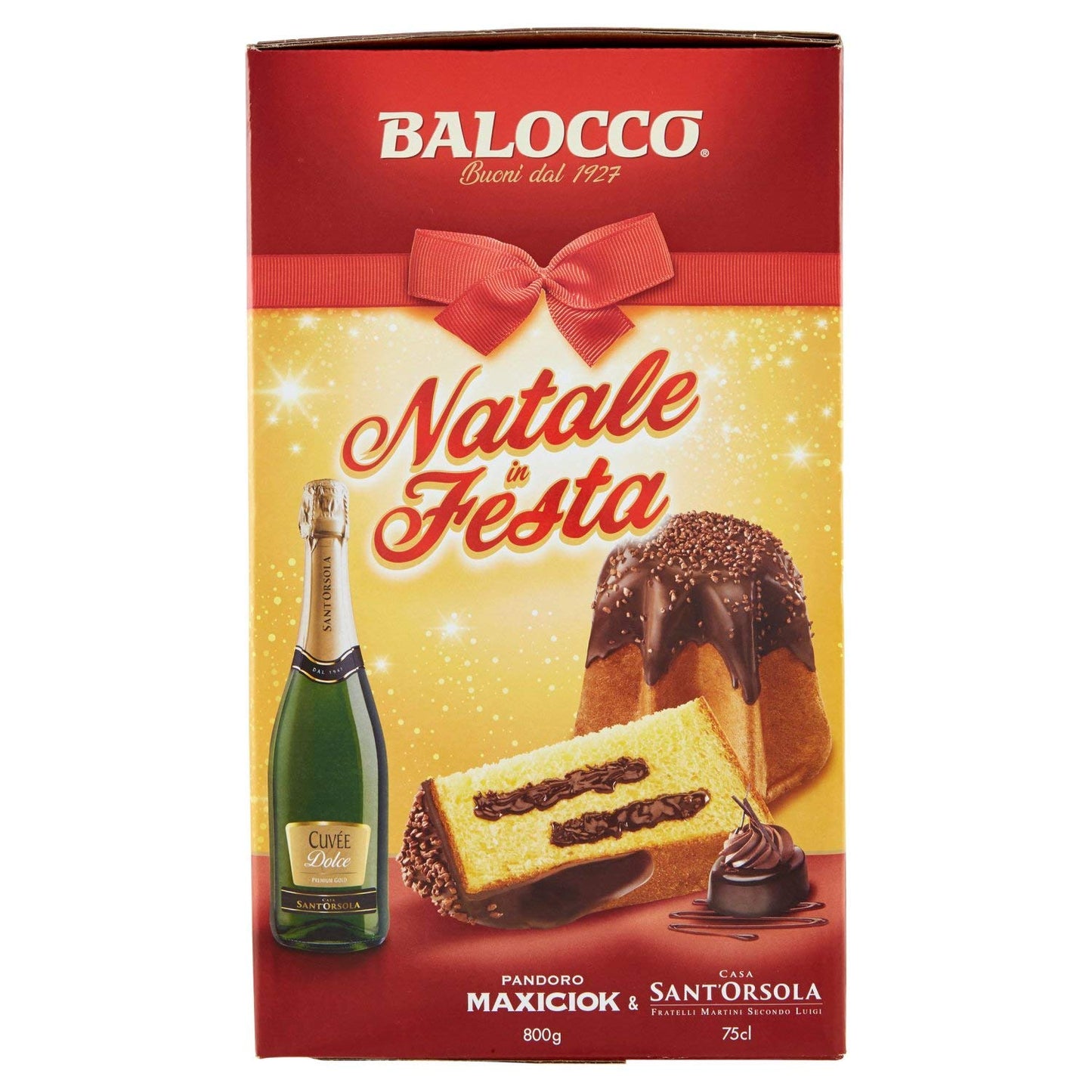 Balocco Natale in Festa Pandoro Maxiciok e Casa Sant'Orsola Vino Spumante Dolce, 750ml