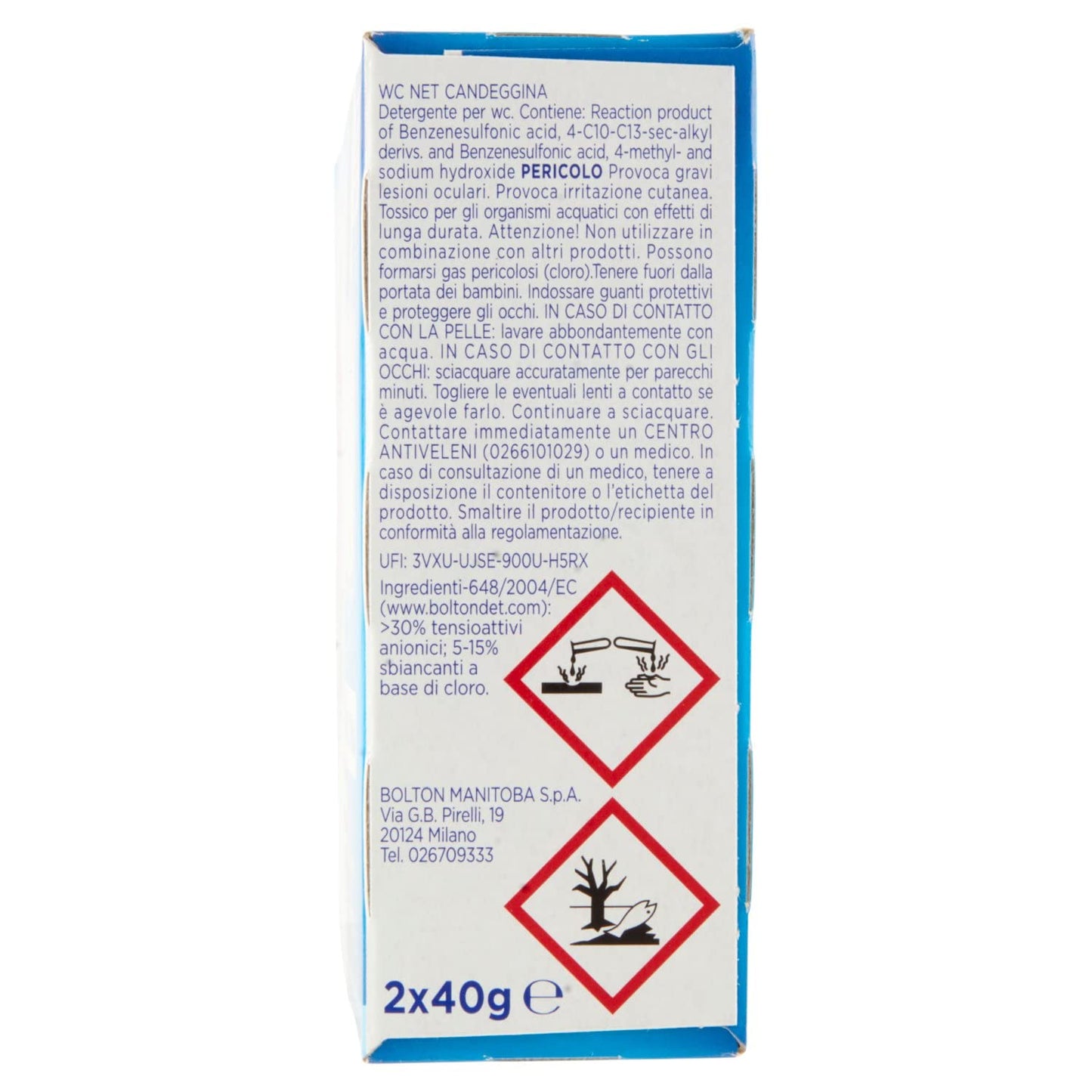 Wc Net - Tavoletta Candeggina Igiene Continua, Detergente Igienizzante Solido per WC, Rimuove Germi e Batteri, Azione Sbiancante, 2 Pezzi