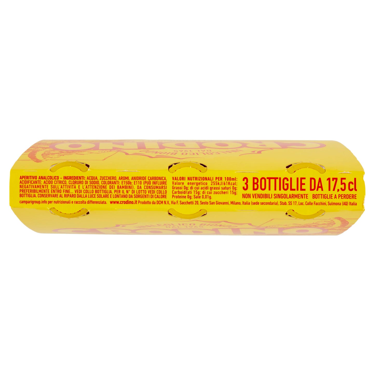 Crodino Biondo - Aperitivo Analcolico Pronto da Bere, 3 Bottigliette da 17,5 cl