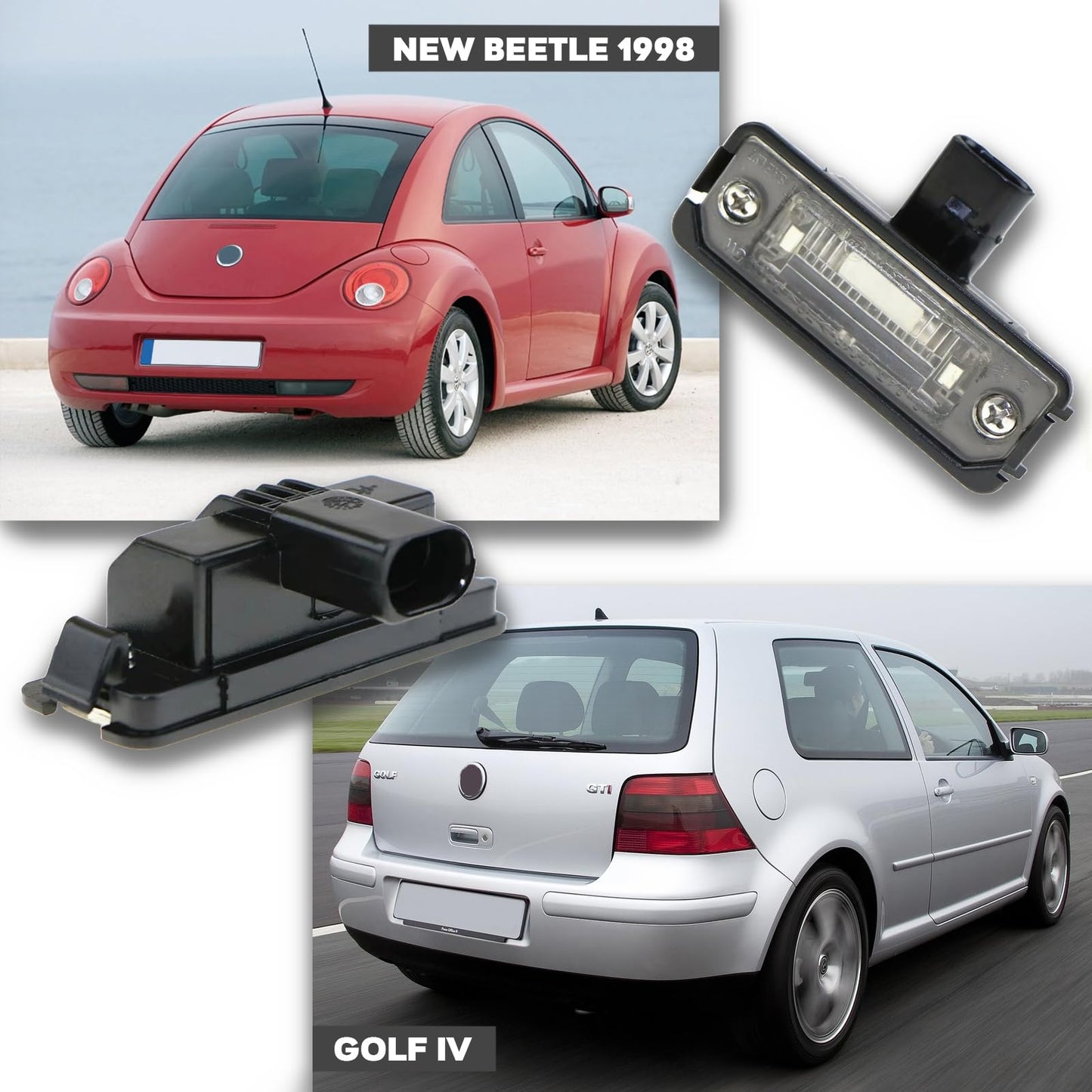 CG94 - Fanale Targa Compatibile per Auto GOLF IV - BORA 98 - NEW BEETLE 98 - POLO 94 - POLO 2001 - POLO 2005 DX=SX