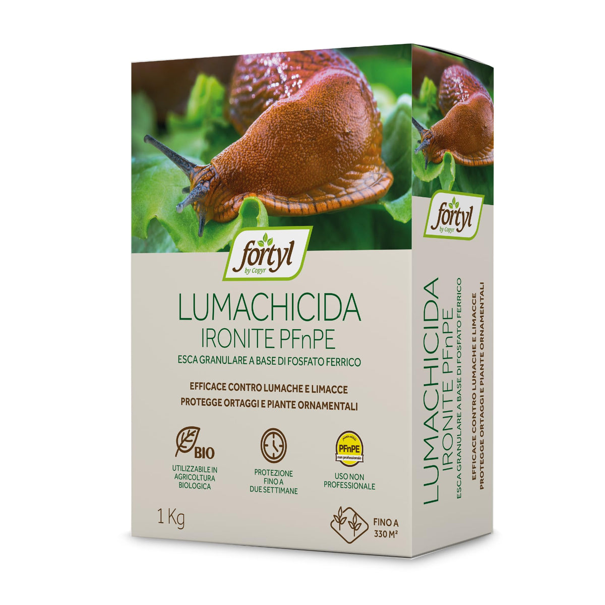 Fortyl Ironite PFnPE - Esca Lumachicida Granulare Pronta all'Uso con Fosfato Ferrico - Antilumaca per Orto, Piante Ornamentali, Agricoltura Biologica, 1 Kg, Azione Immediata, Copertura 330 m²