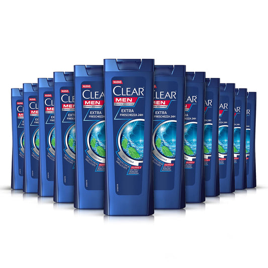 Clear Shampoo Extra Freschezza 24 ore, confezione risparmio 12 x 225 ml