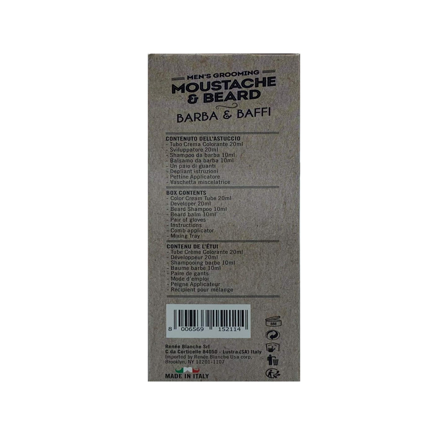 Renee Blanche Colorazione Per Barba E Baffi Tintura Liquido, Senza alcool Colore Castano Scuro, 1x 20 ml