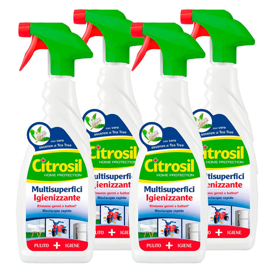 Citrosil Home Protection - Spray Igienizzante Superfici Multiuso con Vere Essenze di Tea Tree, Elimina Germi e Batteri, 650 ml x 4 Pezzi