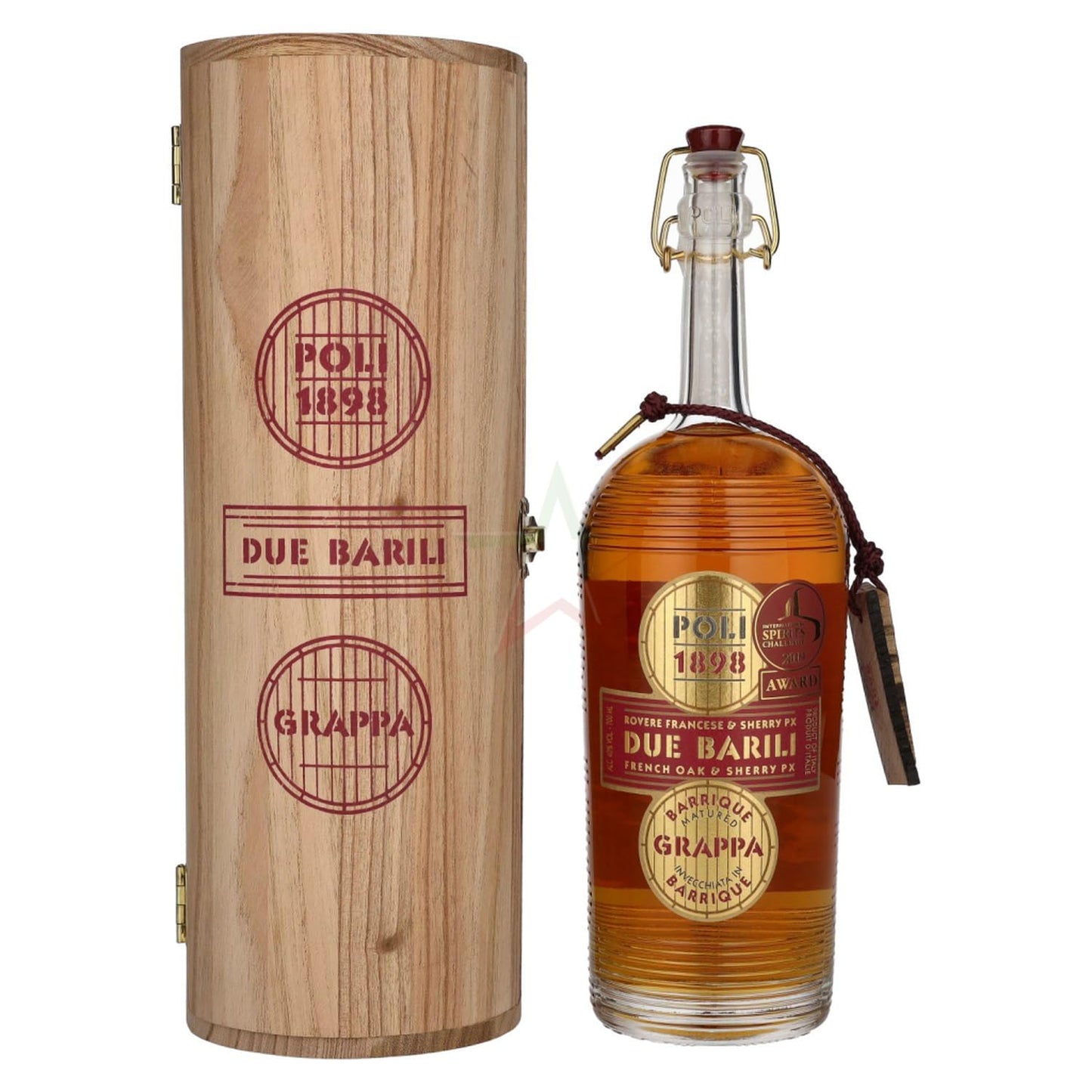 Poli Grappa Barrique Due Barili in cassa di legno 40,00% 0,70 Liter