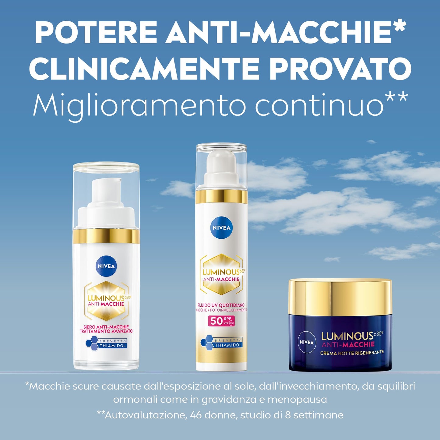 NIVEA Luminous630 Siero Viso Anti-Macchie Trattamento Avanzato 30 ml, Siero antimacchia viso per una pelle luminosa, Siero viso Acido Ialuronico e Thiamidol brevettato per tutti i tipi di macchie