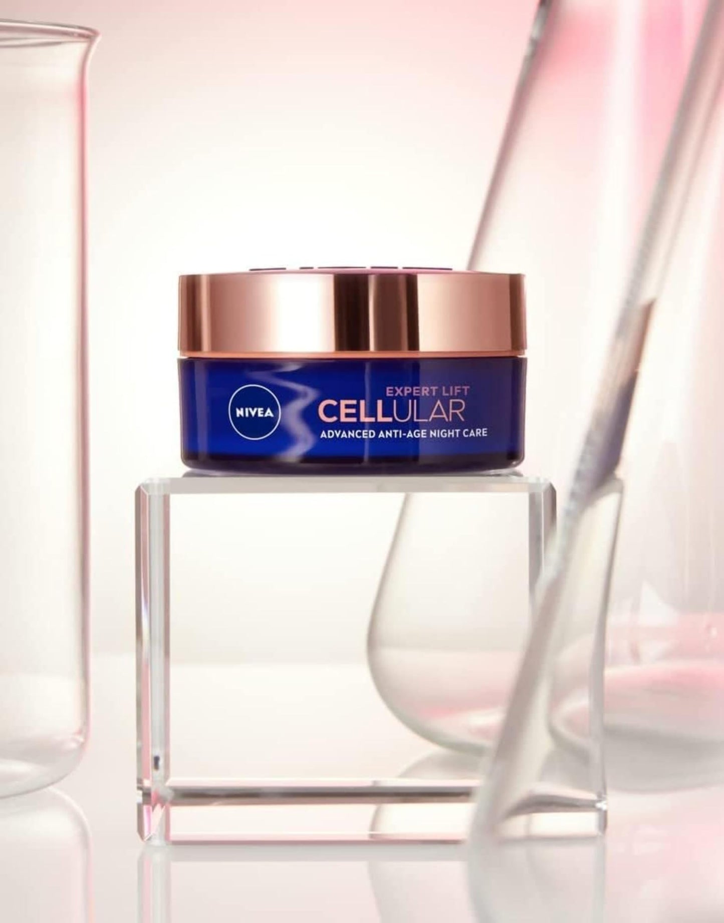 NIVEA CELLULAR EXPERT LIFT Crema Notte Anti-età Multidimensionale 50 ml, Crema viso notte con Bakuchiol Puro e 2 tipi di Acido Ialuronico, Crema antirughe da notte