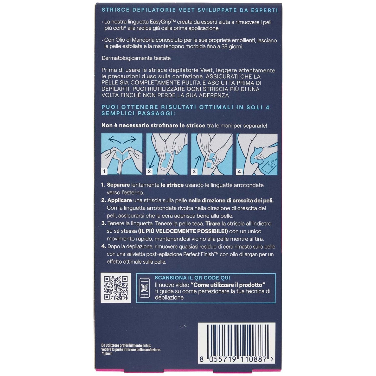 Veet Strisce Corpo Expert Pelli Sensibili 12 pezzi