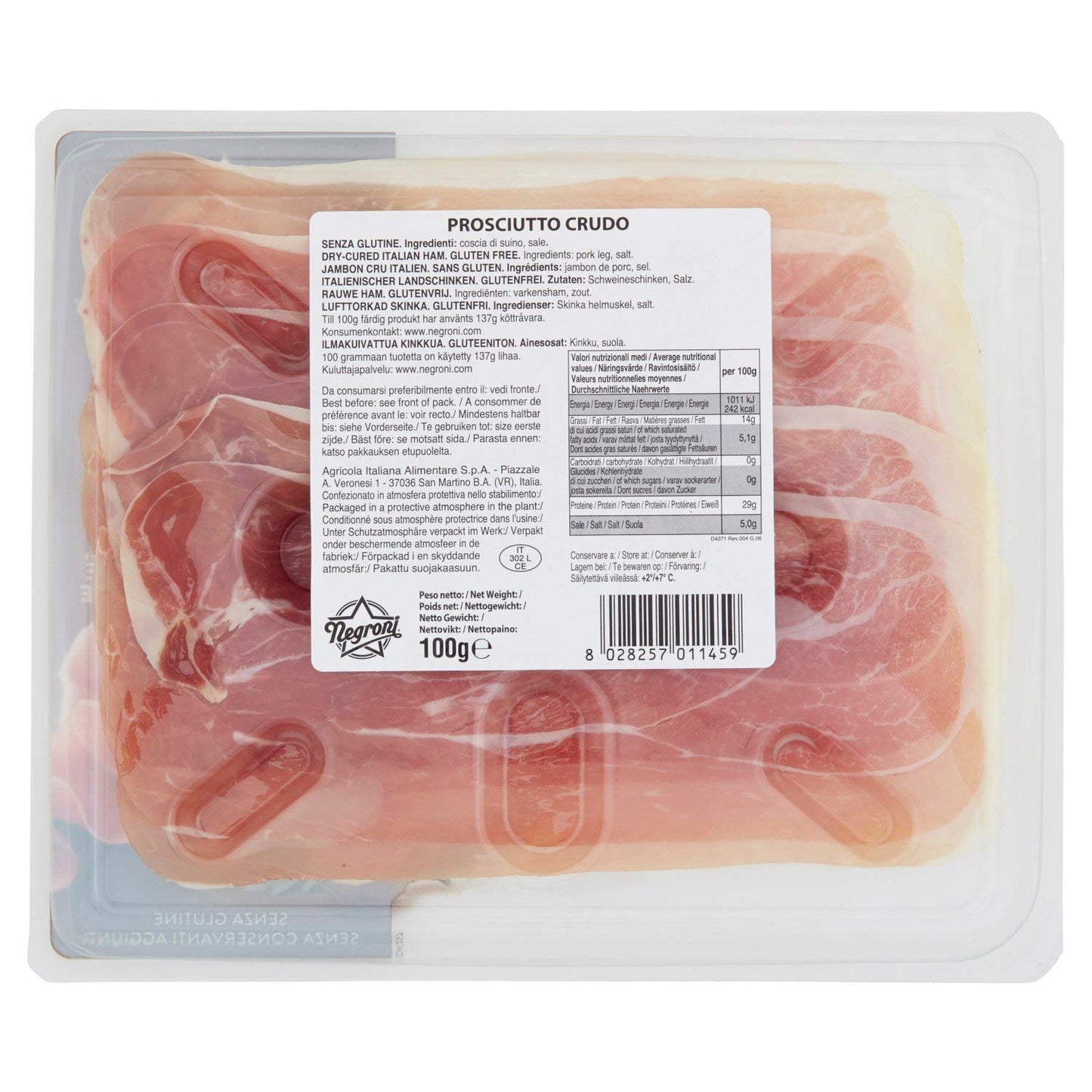 Negroni Prosciutto Crudo Stagionato, 100g