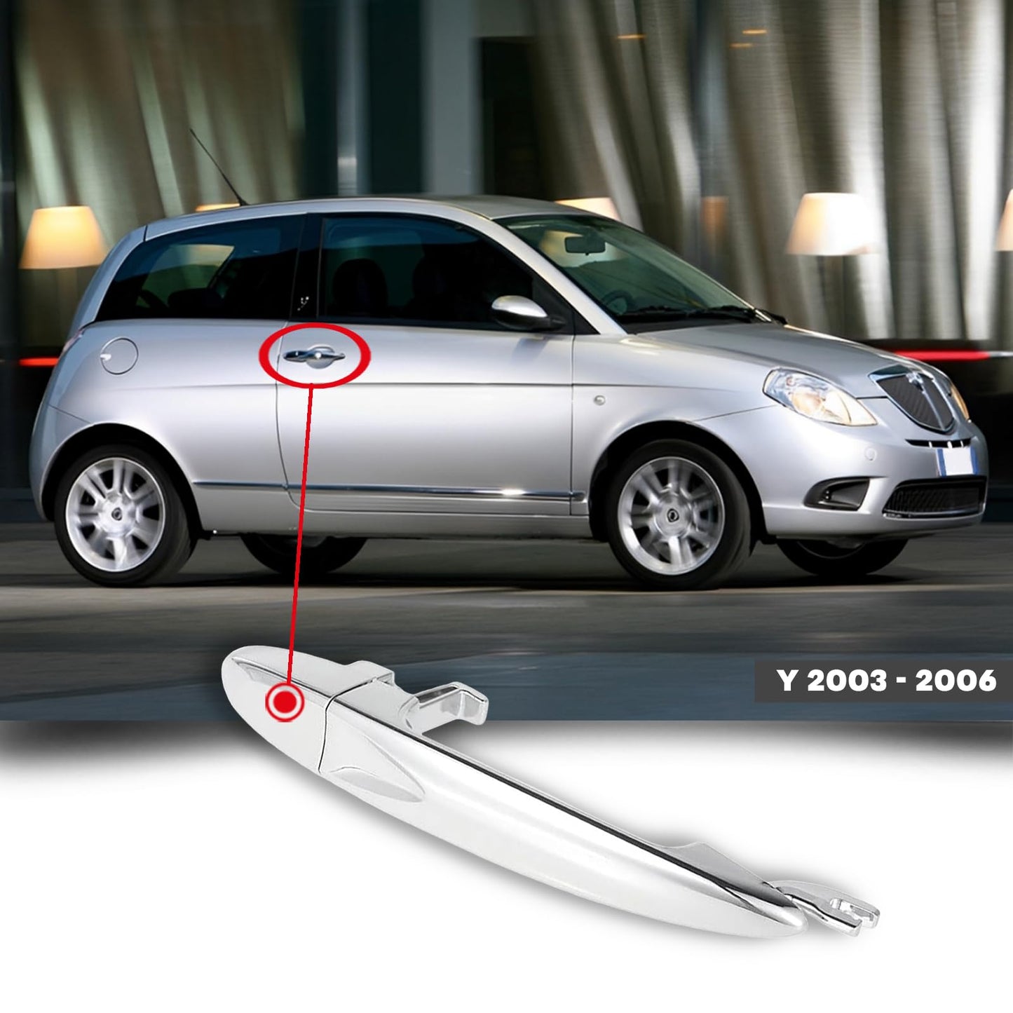 CG94 - Maniglia Apriporta Esterna Satinata Anteriore Destra [Lato Passeggero] Compatibile per Auto Y 2003-2006