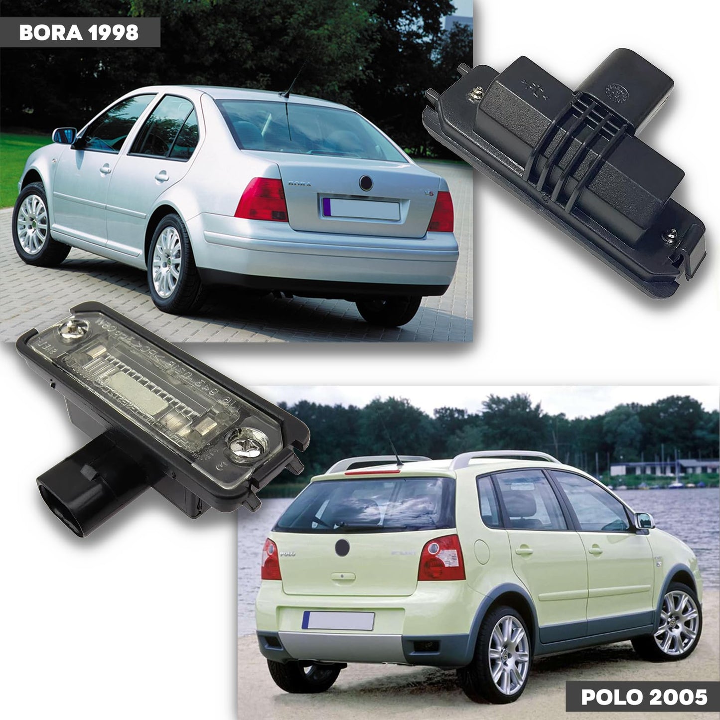 CG94 - Fanale Targa Compatibile per Auto GOLF IV - BORA 98 - NEW BEETLE 98 - POLO 94 - POLO 2001 - POLO 2005 DX=SX