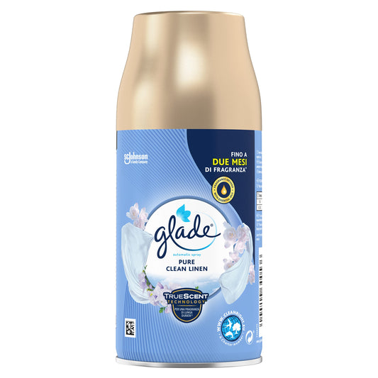 Glade Automatic Spray Ricarica, Profumatore per Ambienti, Fragranza Pure Clean Linen, Formato Scorta da 1 Ricarica da 269 ml
