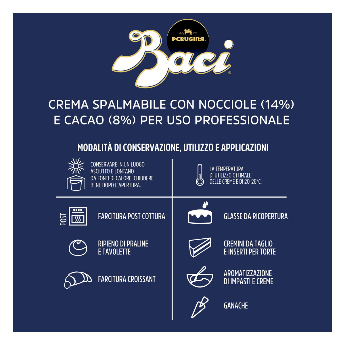 BACI PERUGINA PROFESSIONALE Crema Spalmabile con Granella di Nocciole, Secchiello 3kg