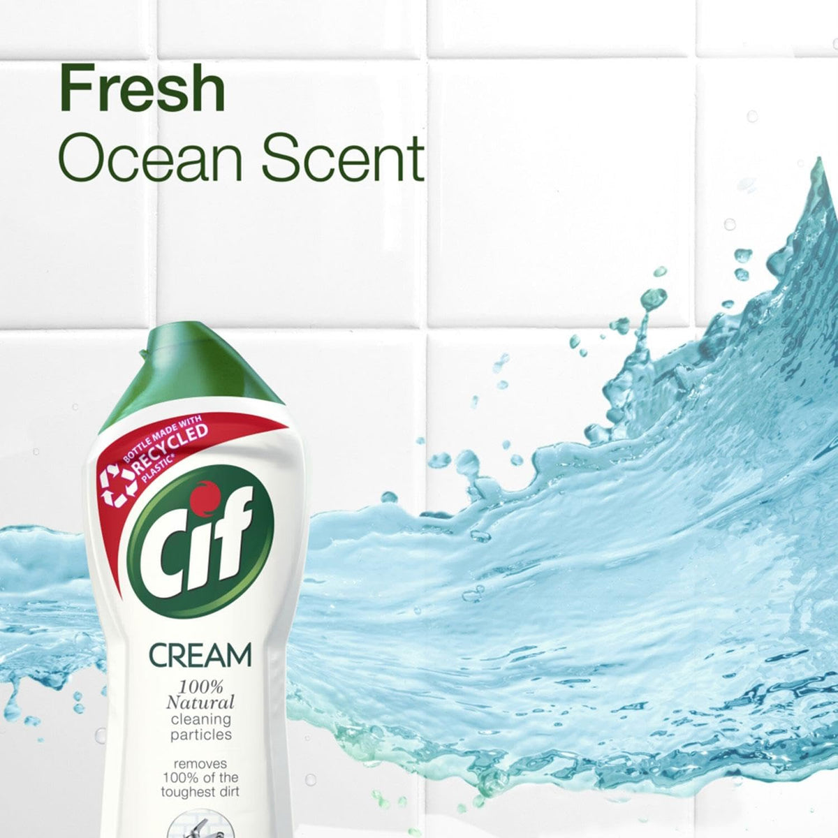 Cif Detergente multiuso originale Cream arricchito con un fresco profumo di mare, realizzato con particelle di pulizia naturali al 100% per una pulizia delicata e affidabile, multipli