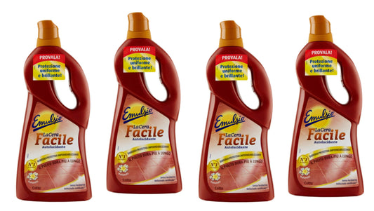 Emulsio 4 FLACONI da 725ml Cera Cotto LaCera Facile Autolucidante Barriera Protettiva Impermeabilizzante Senza lucidatrice la Cera Antiscivolo Certificato