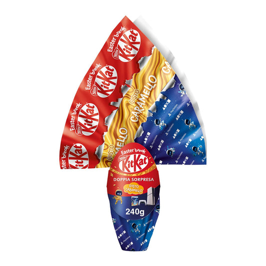 KITKAT Uovo di Pasqua 2025 Cioccolato al Latte al Caramello con Sorpresa e 1 KitKat Bunny 240g