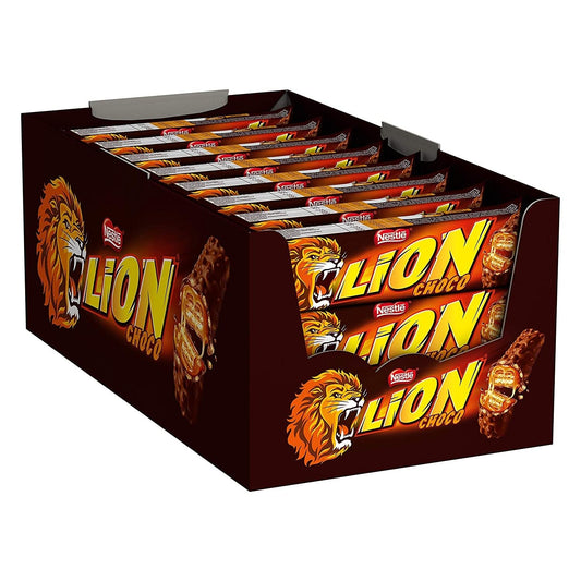 Nestlé Lion Trio Snack con Wafer Toffee e Cereali Ricoperti di Cioccolato al Latte, Confezione da 24 Snack da 42 g