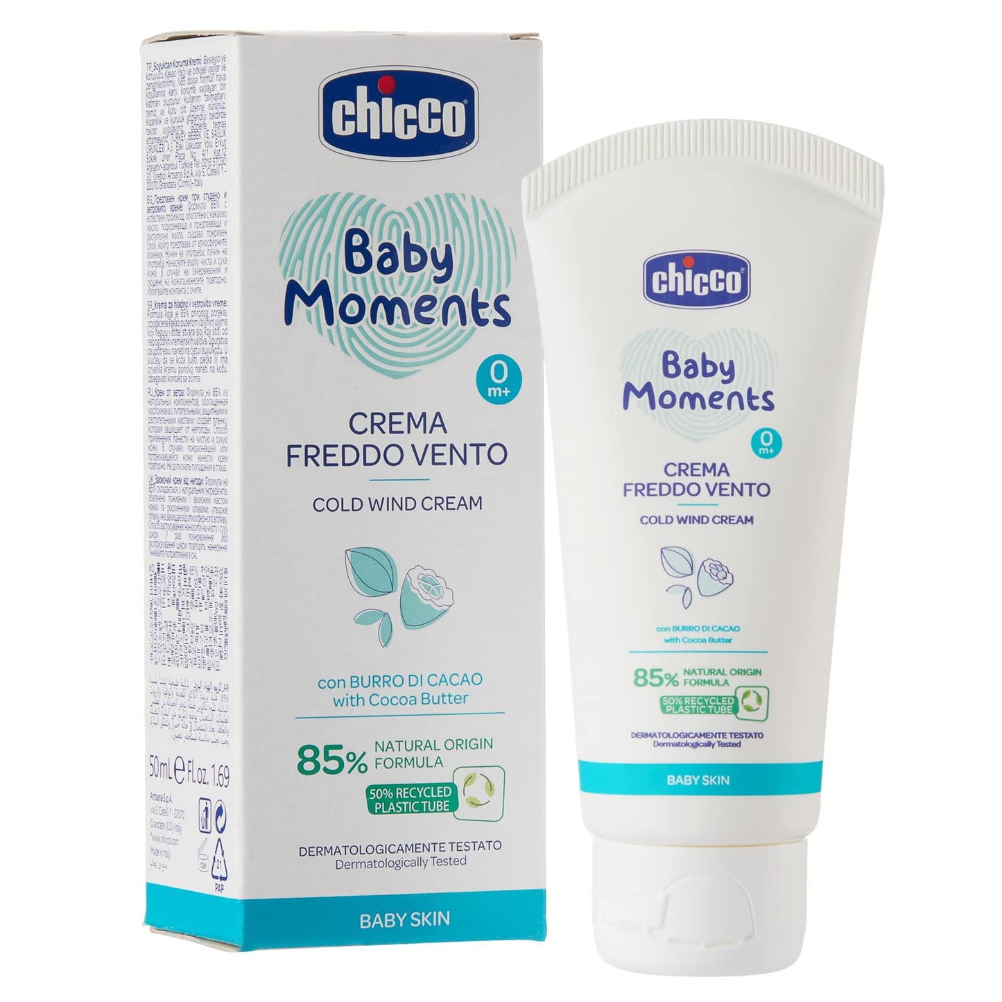 Artsana Chicco Baby Moments Crema Freddo Vento con Burro di Cacao e Vitamina E, con Formula Naturale, 0+ Mesi, 50 ml
