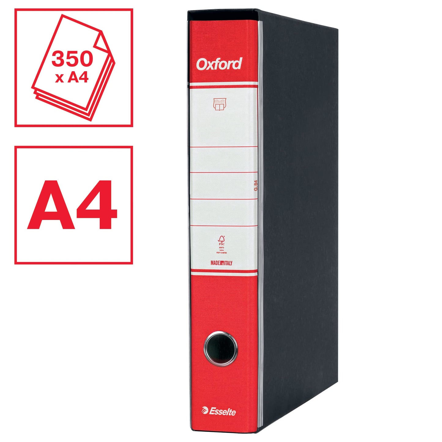 ESSELTE G84 OXFORD Registratore - f.to protocollo dorso 5 cm - Rosso - 1 Pezzo - 390784160