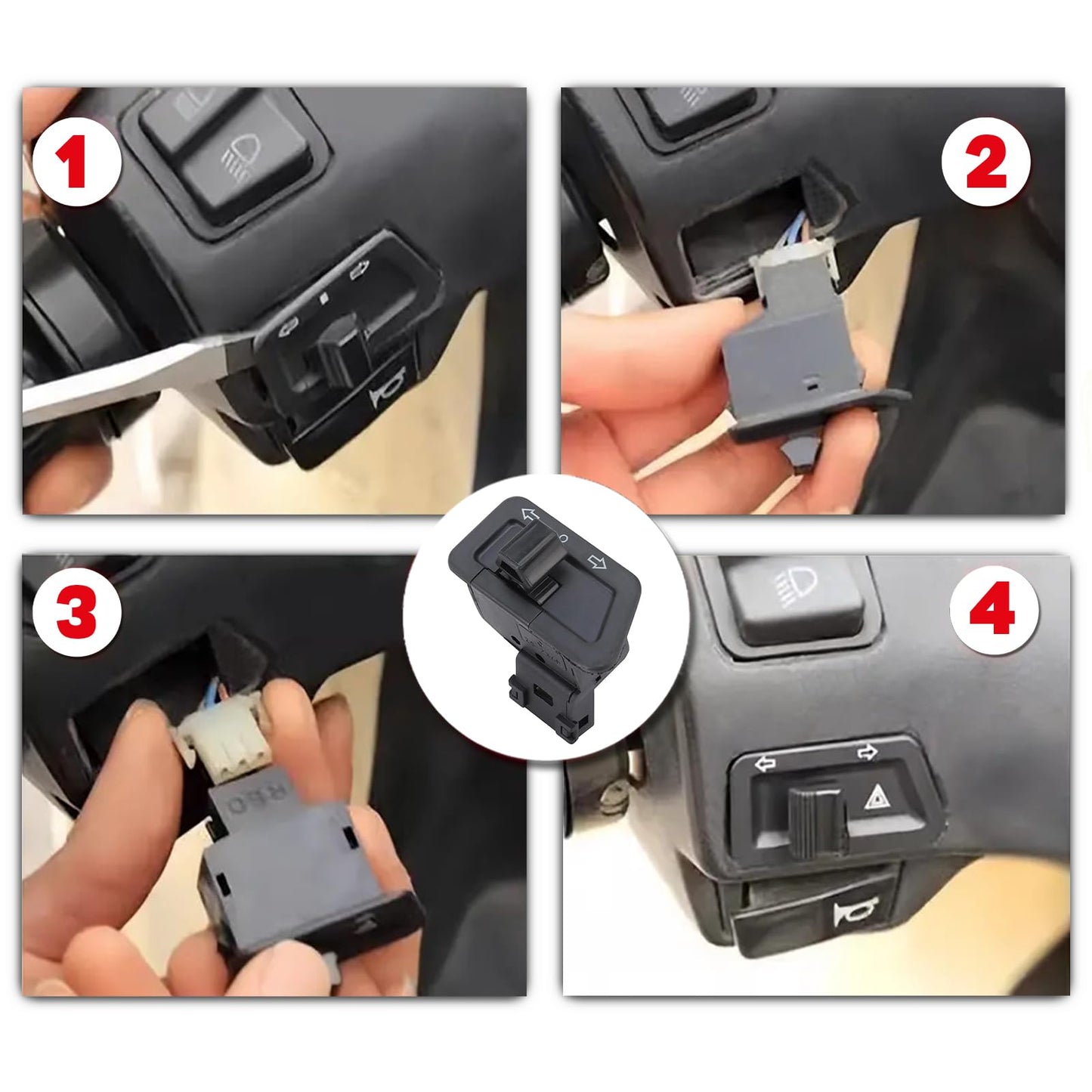 CG94 - Pulsante 3 Pin per Modifica Frecce Scooter - Compatibile con SH 125-150 2002-2012 - Impermeabile e Facile da Installare - Design Compatto e Leggero - Plastica